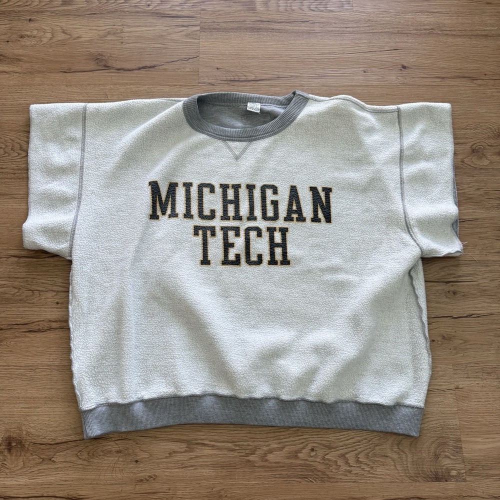 Vintage Huskies Michigan Tech Crewneck Gray Sweatshirt‎ Short Sleeves XL